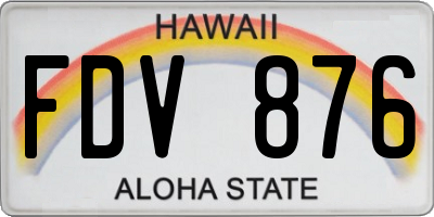 HI license plate FDV876