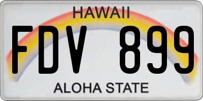 HI license plate FDV899