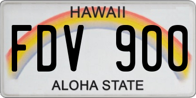HI license plate FDV900