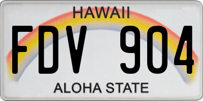 HI license plate FDV904