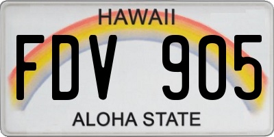 HI license plate FDV905