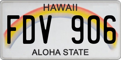 HI license plate FDV906