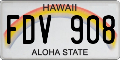 HI license plate FDV908