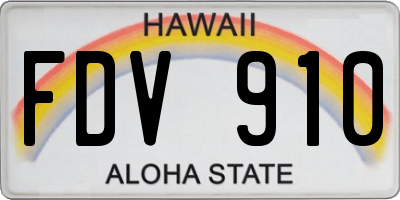 HI license plate FDV910