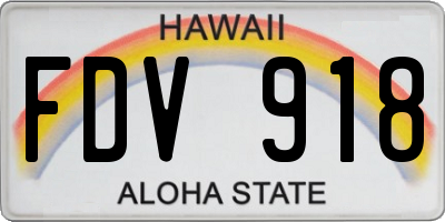 HI license plate FDV918