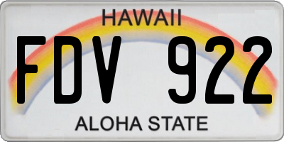 HI license plate FDV922