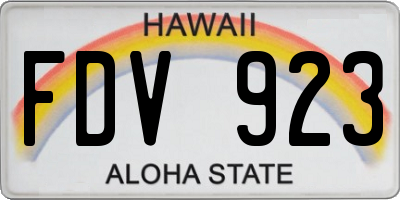 HI license plate FDV923