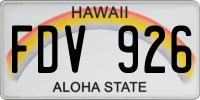 HI license plate FDV926