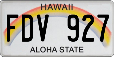 HI license plate FDV927