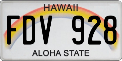 HI license plate FDV928