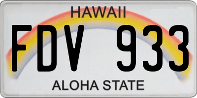 HI license plate FDV933