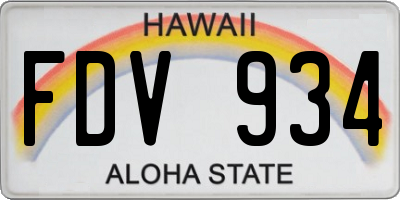 HI license plate FDV934