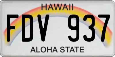 HI license plate FDV937