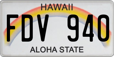 HI license plate FDV940