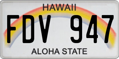 HI license plate FDV947