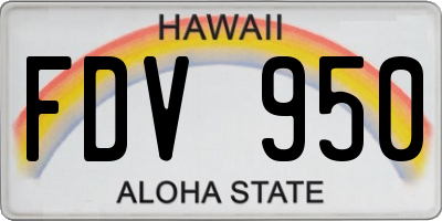 HI license plate FDV950