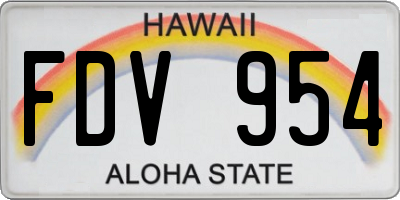 HI license plate FDV954