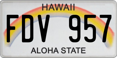 HI license plate FDV957