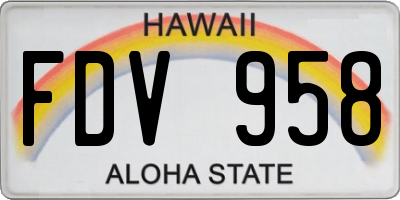 HI license plate FDV958