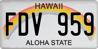HI license plate FDV959