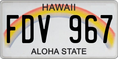 HI license plate FDV967