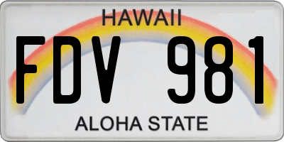 HI license plate FDV981