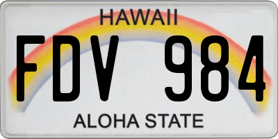 HI license plate FDV984