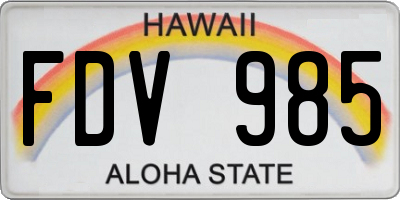 HI license plate FDV985