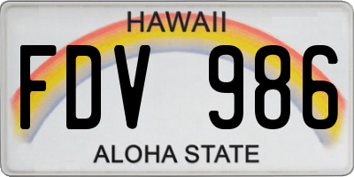HI license plate FDV986