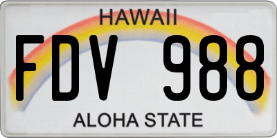 HI license plate FDV988