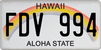 HI license plate FDV994