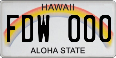HI license plate FDW000