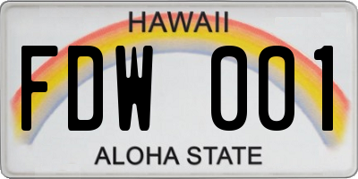 HI license plate FDW001
