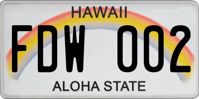 HI license plate FDW002