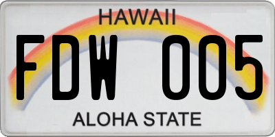 HI license plate FDW005
