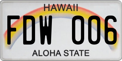 HI license plate FDW006