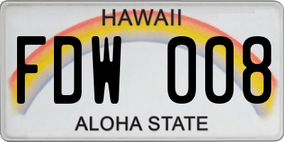 HI license plate FDW008