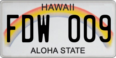HI license plate FDW009