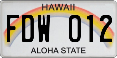 HI license plate FDW012