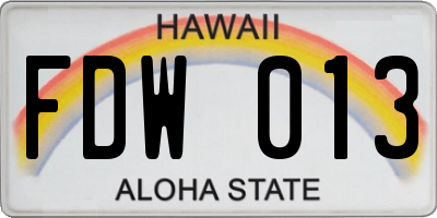 HI license plate FDW013