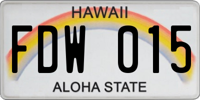HI license plate FDW015
