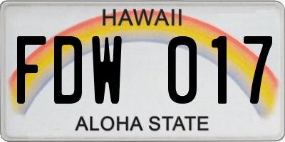 HI license plate FDW017