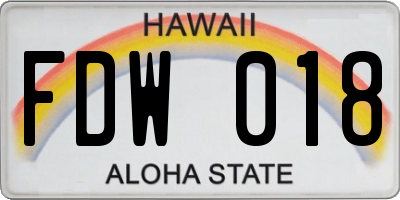 HI license plate FDW018