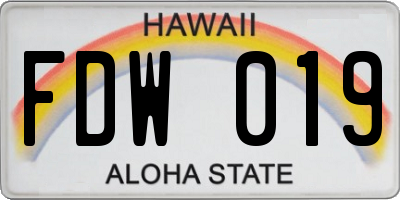 HI license plate FDW019