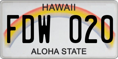 HI license plate FDW020