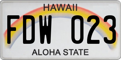 HI license plate FDW023