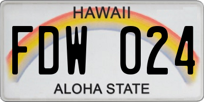 HI license plate FDW024