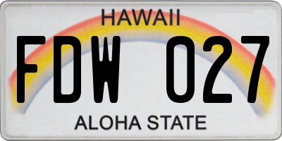 HI license plate FDW027