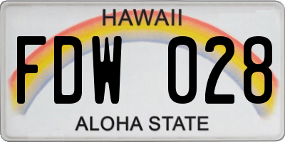 HI license plate FDW028