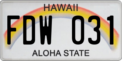 HI license plate FDW031